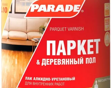 фото Лак PARADE Лак для отделки паркета PARADE L10 0,75 л глянцевый 0006097