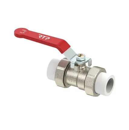 Фото №0 Кран шаровой ручка рычаг, латунь, с двумя переходами на трубу PPR 50, индивидуальная упаковка, никель, RTP