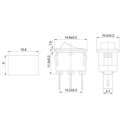 Фото №1 Выключатель клавишный 250В 3А (3с) ON-ON черн. Micro (RWB-102) Rexant 36-2030