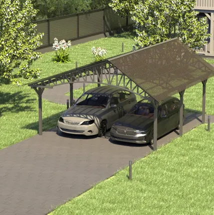 Фото №0 Двускатный навес №20 из поликарбоната 5,5х6,3 м