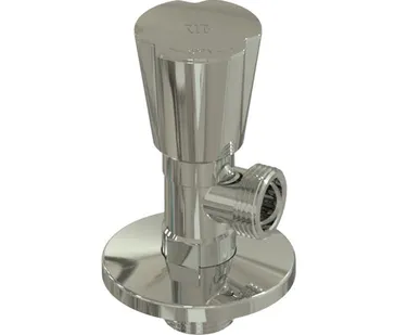 фото Вентиль угловой удлиненный, латунь 1/2"х1/2", индивидуальная упаковка, хромированный, РТП