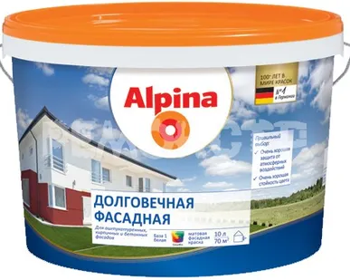 фото Краска вд фасад  2,5л долговечная База 1  бел мат Alpina (1/105) П
