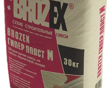 фото Штукатурка Brozex Гипер Пласт М гипсовая универсальная 30 кг