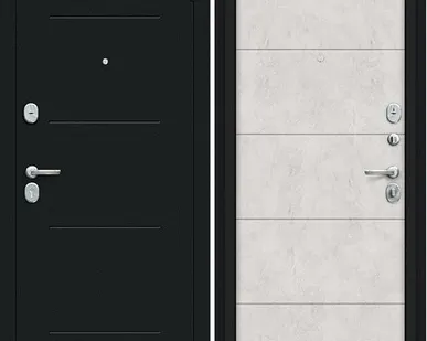 фото Входная дверь Граффити-1 Букле черное-Лук Арт-Бетон светлый