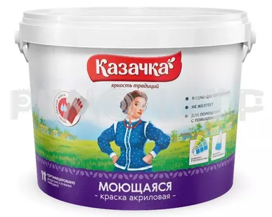 фото Краска вд моющ  6,5 кг ВД-АК-212_W4  Белая  КАЗАЧКА (1/2) П