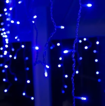 Фото №0 Дождь бахрома (синий, LED-214, 5,5*0,8м, прозрачный провод)