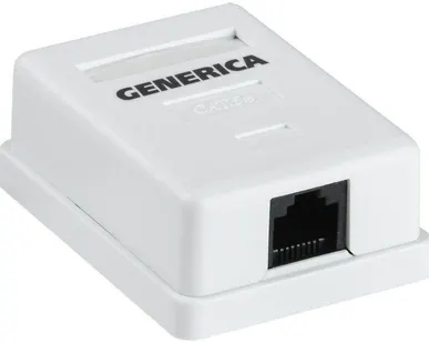 фото Розетка информационная RJ45 кат.5е UTP 1 порт настенная GENERICA ITK CS2-1C5EU-12-G