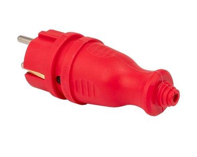 фото Вилка прямая 230В 2P+PE 16A IP44 каучук. красн. PROxima EKF RPS-011-16-230-44-rr