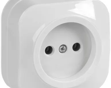 фото Розетка 1-м ОП GLORY РС20-2-ХБ 10А без заземл. бел. IEK ERH10-K01-10