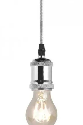 Фото №0 Патрон Подвес с патроном металлическим E27, 1 м, серебро, «Smartbuy»