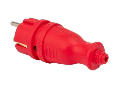 фото Вилка прямая 230В 2P+PE 16A IP44 каучук. красн. PROxima EKF RPS-011-16-230-44-rr