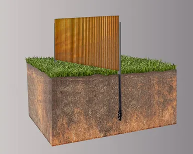 фото Забор из профнастила Мореный Дуб на винтовых сваях "Шурупы"