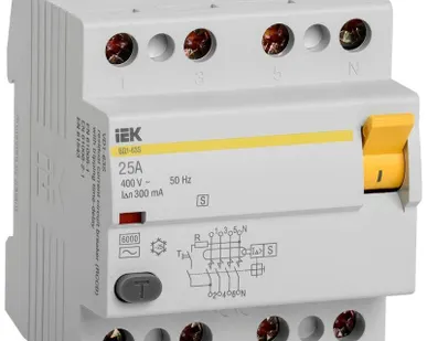 фото Выключатель дифференциального тока (УЗО) 4п 25А 300мА тип ACS ВД1-63 IEK MDV12-4-025-300