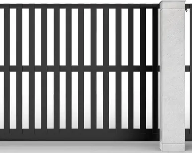 фото Откатные ворота ал-профиль черные вертикальные 4000х2000 мм