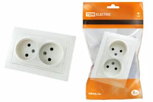 Фото №0 Розетка двойная 10А белый "Таймыр"