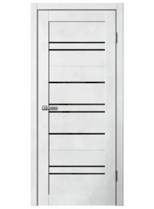 Фото №0 Дверь межкомнатная В2 (Barn) черное стекло, ПВХ, Бетон светлый 2000х800мм