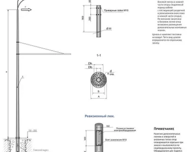 фото Опора контактной сети фланцевая гранёная ТФГ-2500-9.0-02-ц