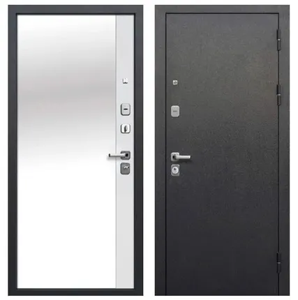 Фото №0 Дверь входная Гарда 9см (Ferroni) металл/МДФ с зеркалом, Антик серебро/Эмалит белый 2050х960мм, ПРАВАЯ