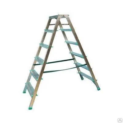 Фото №0 Стремянка стальная оцинкованная двусторонняя PIRAMIDA 6 ступеней