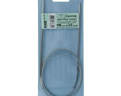 фото Спицы круговые MKN сталь (d 3.0 мм)/100 см, с металл. леской, Gamma
