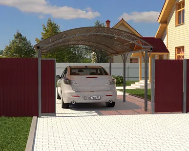 фото Арочный навес №14 из поликарбоната 3,7х6,3 м