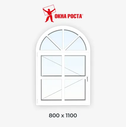 Фото №0 Арочное пластиковое окно №8, 1100X800, с разделителем
