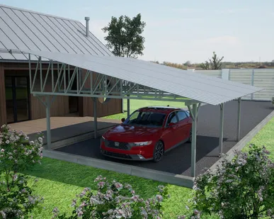 фото Односкатный навес №33 из профнастила 5,9х6,3 м