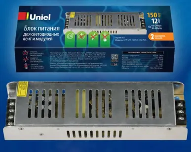 фото Блок питания UET-VAS-120A20 12V IP20 Блок питания, 120Вт. Металлический корпус. TM Uniel