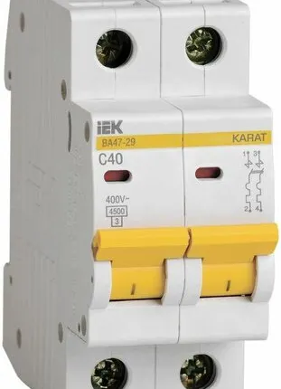 Фото №0 Выключатель автоматический модульный 2п C 40А 4.5кА ВА47-29 KARAT IEK MVA20-2-040-C