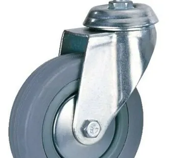 фото Колесо мебельное TECH-KREP Колесная опора поворотнаяTech-Krep D50 полипропиленовая, серая резина, с резьбой М10 127460/151198