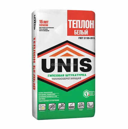 Фото №0 Штукатурка гипсовая Unis Теплон белая 30 кг