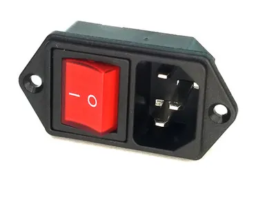 фото Сетевой разъем C14 3PIN 250V 6А с красным выключателем KCD5 с подсветкой