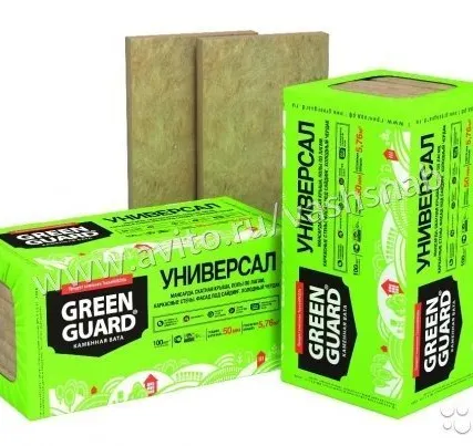 Фото №0 Минвата GreenGuard Универсал 45я плотность 50мм для стен, скатных кровель.