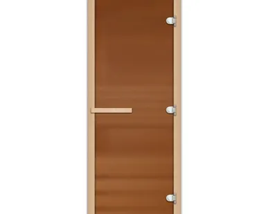 фото Дверь Бронза матовое 190*70, 8 мм, 3 петли, ручка магнит, коробка осина FireWay