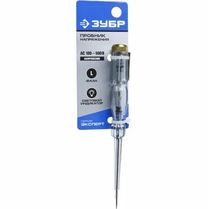 Фото №0 Пробник ЗУБР "ЭКСПЕРТ" электрический на карточке 100-500В, 145мм