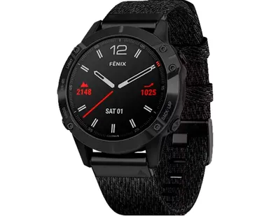 фото Часы Garmin Fenix 6 Sapphire черный DLC с плетеным черным нейлоновым ремешком