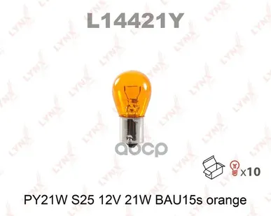 фото Лампа Py21w 12V Bau15s Orange LYNXauto арт. L14421Y