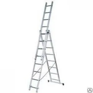 Фото №0 Лестница ЗУБР универсальная, трехсекционная со стабилизатором, 11 ступеней