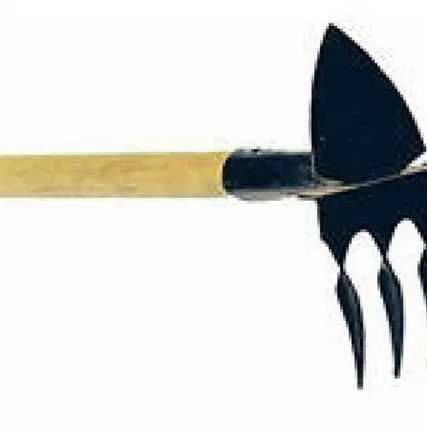 Фото №0 Мотыжка трапеция 3-зубая деревянная рукоятка