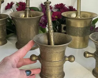 фото Ступка с пестиком 10 см латунь