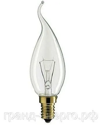 Фото №0 DECOR С35 FLAME CL 40W E14 (230V) FOTON_LIGHTING (S107) - лампа свеча на ветру прозрачная