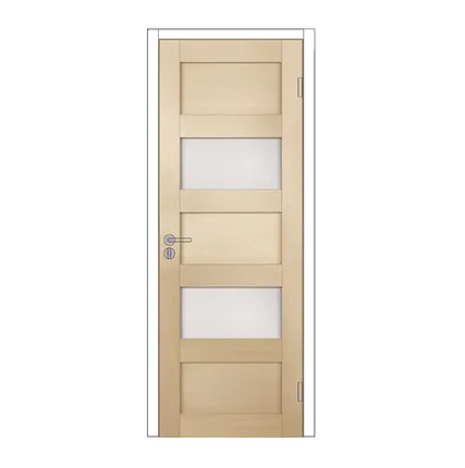 Фото №0 Дверь из экошпона с притвором (в комплекте) "Аризона 2" М9 со стеклом дуб беленый Олови