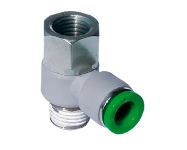 фото T15FC0614 - Фитинг проходной с поворотным цанговым отводом наруж. резьба R1/4" под трубку 6мм