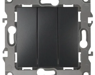 фото Механизм выключателя 3-кл. СП Эра12 10А IP20 12-1107-05 250В 10AX антрацит Эра Б0014673