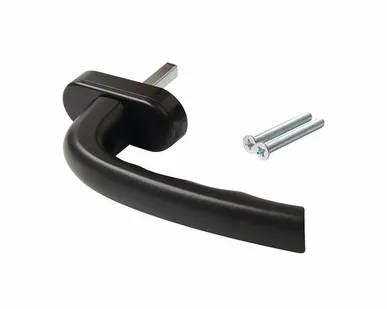 фото Ручка оконная Internika "Фантазия" алюминиевая 38 мм 45° + 2 винта 5х45 черная (9005)