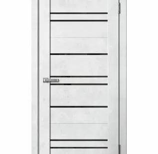 фото Дверь межкомнатная В2 (Barn) черное стекло, ПВХ, Бетон светлый 2000х600мм