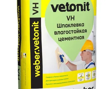 фото Шпаклевка Weber Vetonit VH (влагостойкая, финишная), 20 кг