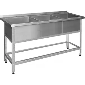 Фото №0 Ванна моечная Финист ВМН-3(1600х700х850) 3 отверстия для смесителя, борт