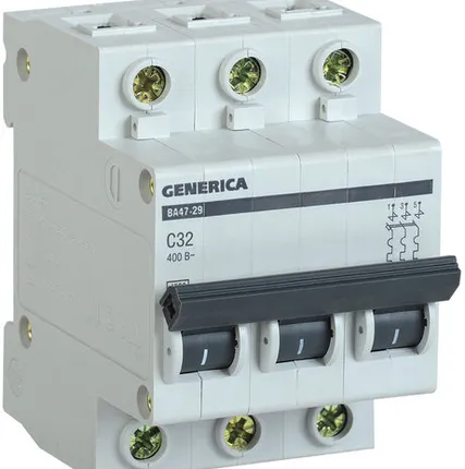 Фото №0 IEK Авт. выкл. ВА47-29 3Р 32А 4,5кА х-ка С GENERICA