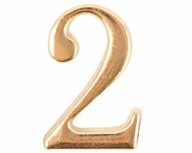 фото Цифра для обозначения номера квартиры, металлическая Золото "2" РОС 191570
